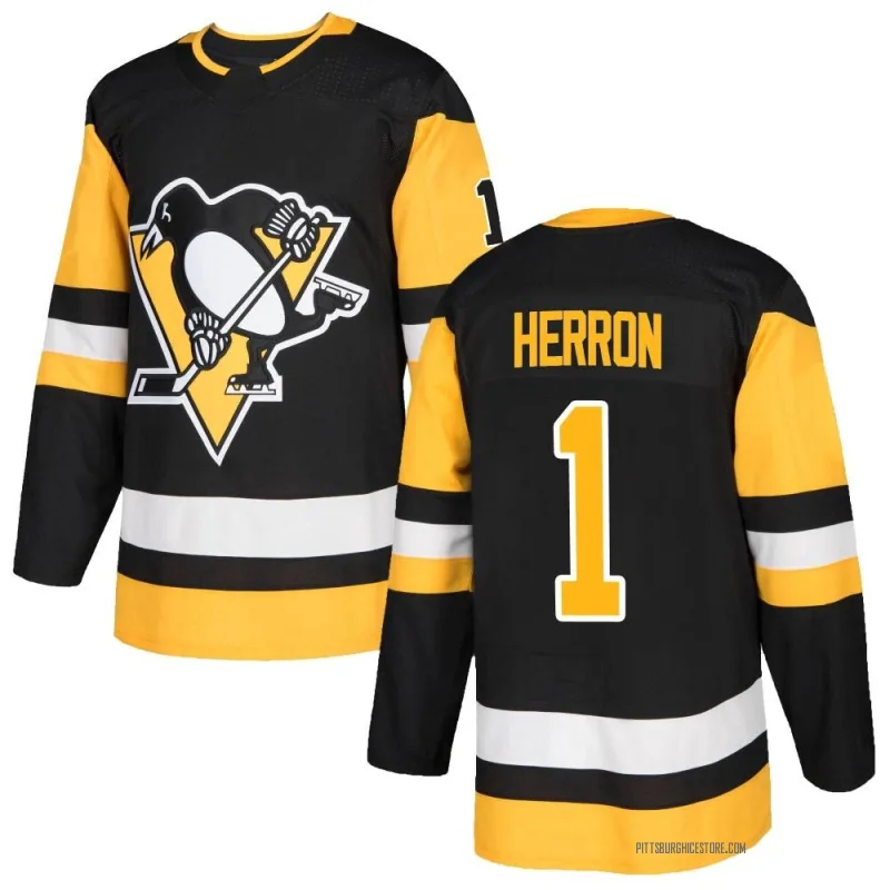 Black Men's Denis Herron Pittsburgh Penguins Authentic Home Jersey