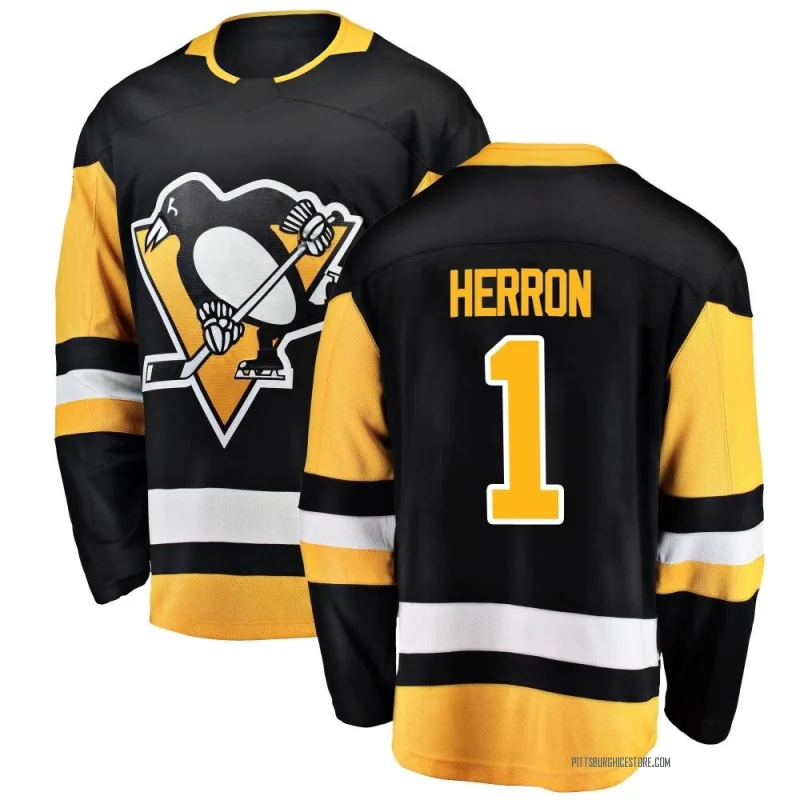 Black Men's Denis Herron Pittsburgh Penguins Breakaway Home Jersey