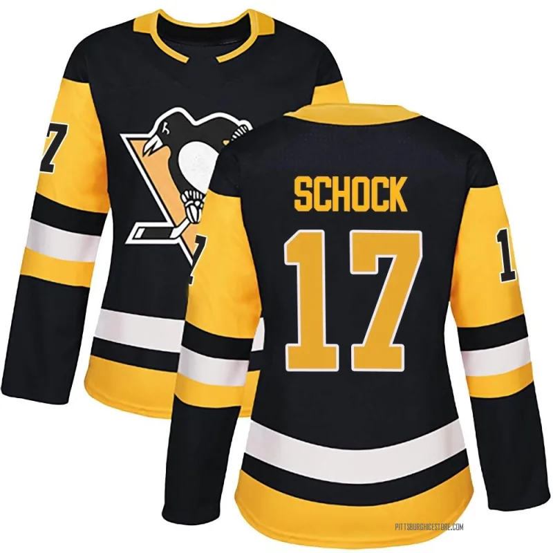 Black Women's Ron Schock Pittsburgh Penguins Authentic Home Jersey