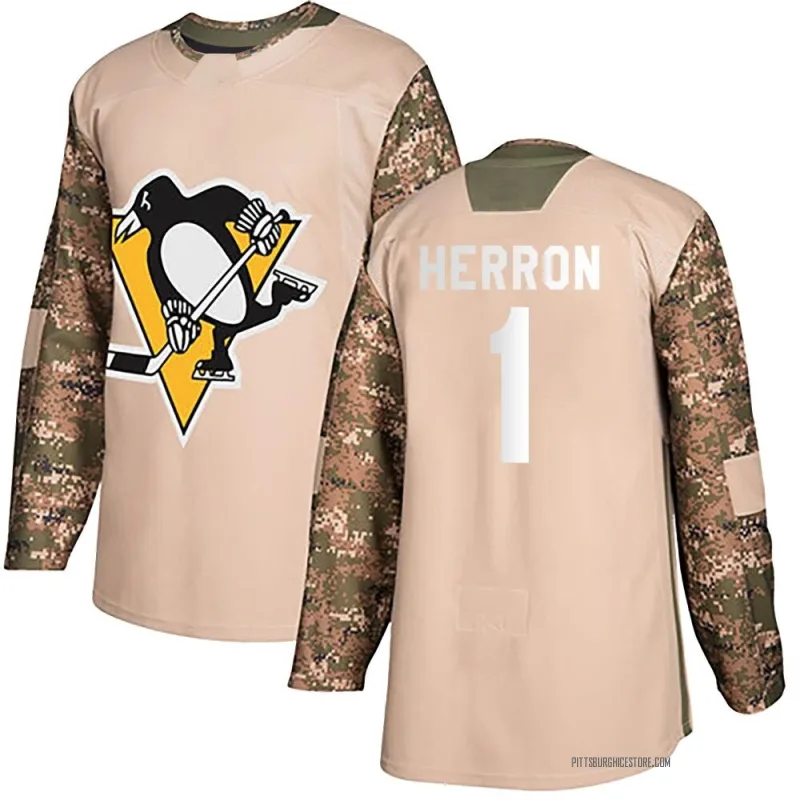 Camo Men's Denis Herron Pittsburgh Penguins Authentic Veterans Day Practice Jersey