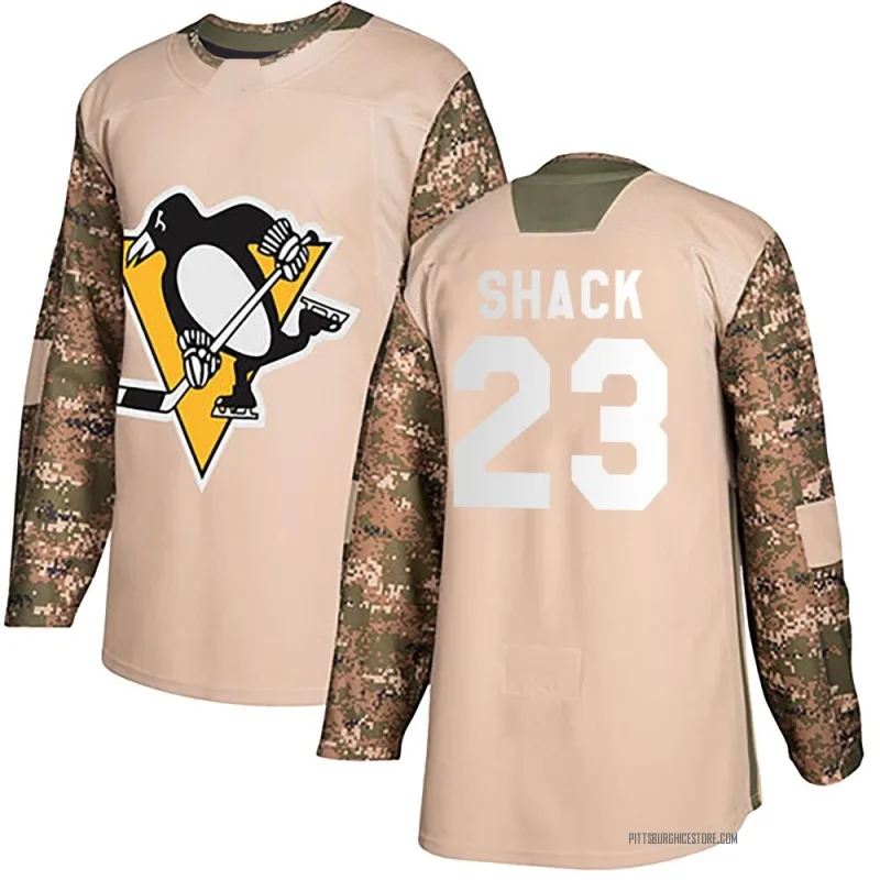 Camo Men's Eddie Shack Pittsburgh Penguins Authentic Veterans Day Practice Jersey