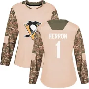 Camo Women's Denis Herron Pittsburgh Penguins Authentic Veterans Day Practice Jersey