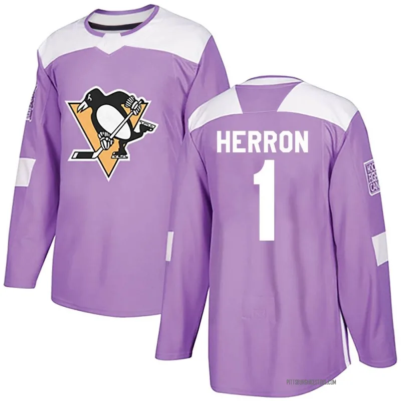 Purple Men's Denis Herron Pittsburgh Penguins Authentic Fights Cancer Practice Jersey