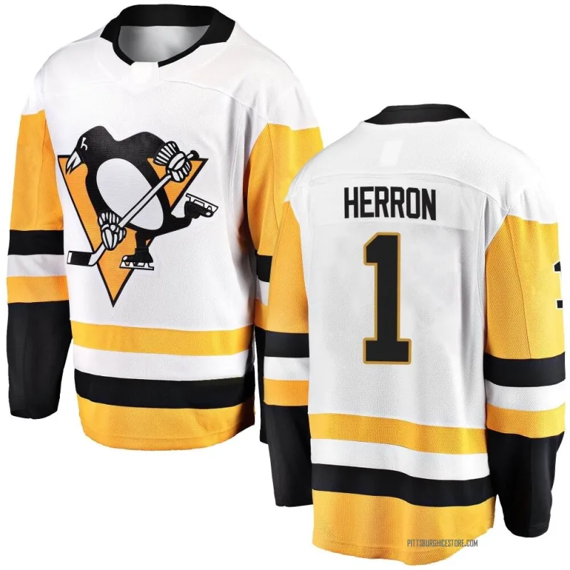 White Men's Denis Herron Pittsburgh Penguins Breakaway Away Jersey