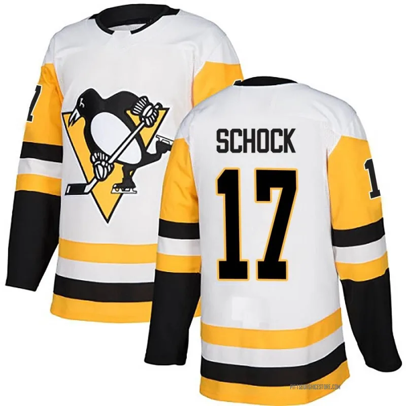 White Men's Ron Schock Pittsburgh Penguins Authentic Away Jersey