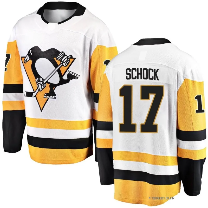 White Men's Ron Schock Pittsburgh Penguins Breakaway Away Jersey